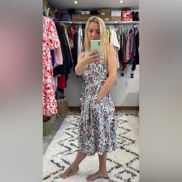 SEASALT Cornwall dress sleeveless Uk size 8 floral cotton summer fit flare Vgc - Picture 2 of 9